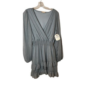 New Altar’d State Light Blue V Neck Ruffle Dress Size M